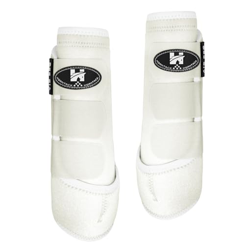 Horntack 1 Pair Horse Boots, Splint Boots for Horses Outdoor Sports, Professional Horse Boots Comfortably Fits The Horse's Leg, Shockproof, Heat Dissipation Horse Splint Boots (White, Medium)