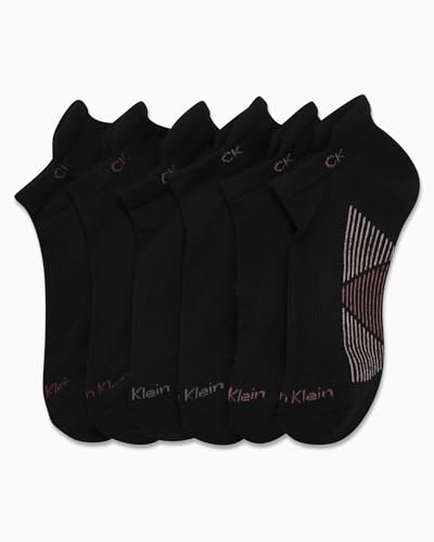 Image of Calvin Klein Womens No Show Socks - 6 Pack Lightweight Cotton Blend Cushioned Low Cut Tab Ankle Socks for Sneakers & Loafers