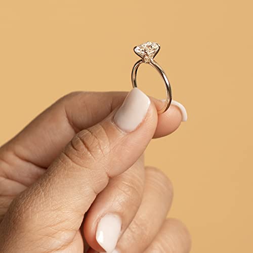 Peora 2 Carats Brilliant Oval Moissanite Engagement Ring For Women 14K Yellow Gold, Petal Solitaire Design, D-E Color, Vvs Clarity, Size 9 #TOP5