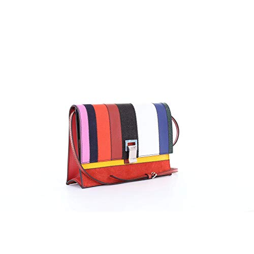 Bolsa de ombro feminina de couro texturizado multicolorida Proenza Schouler
