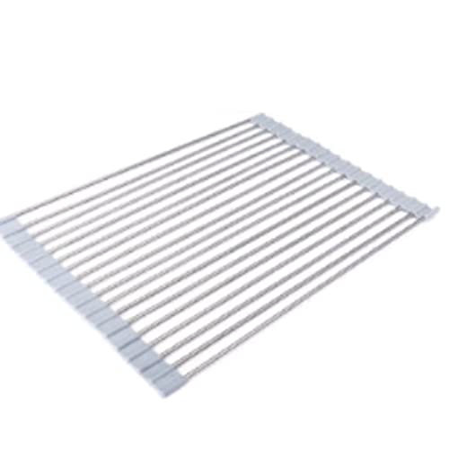 LYNDMBD Escurreplatos Enrollable, escurridor de Platos para encimera de Cocina, escurridor de Platos con Ruedas, tapete Plegable para Fregadero y vajilla (Gris)