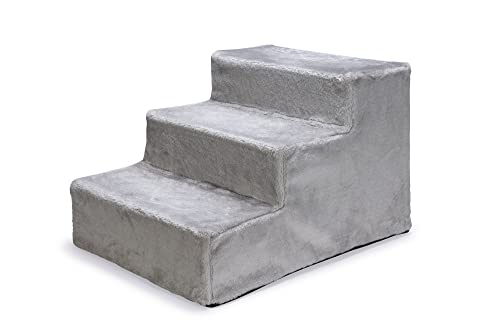 Karlie Easy Step Hundetreppe, Hundezubehör, Plüsch/Holz, Hell Grau -