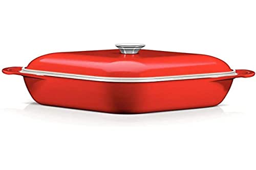 Tramontina Cacarola Quadrada 28Cm 5,5L Lyon Vermelho - Aluminio C...