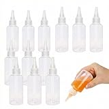 LYQNIHOB Set de 12 Botellas Condimento de Plástico, Botellas Pequeñas de Plástico, Tapa Dispensadora Transparente, Capacidades 15ml y 20ml, Ideal para Salsas, Ketchup, Mostaza, Pintura y Arte
