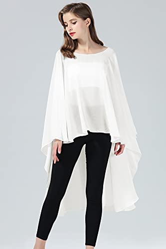 BEAUTELICATE High Low Shawl Chiffon Capelets Wedding Bridal Cape Sheer Overlay Poncho Stole For Women3