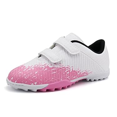 AMAZON - brooman Kids Turf Soccer Shoes Boys Girls Football Shoes Indoor Soccer Shoes (3.5,White Pink)