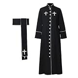 KMGDM Tenue professionnelle de clergé à manches longues avec tissu en polyester pour costume de robe de service
