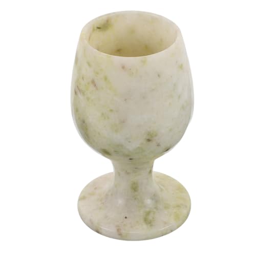 Ipetboom Cáliz Medieval de Jade Azul Lantian 52X85 MM Copa de Vino Vintage de Piedra Natural para Ceremonias Decoración del Hogar y Coleccionismo Cáliz Retro para Rituales y
