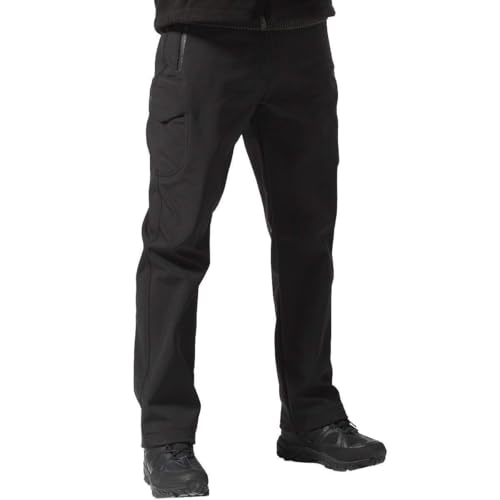 Image of FREE SOLDIER Men's Outdoor Softshell Fleece Lined Cargo Pants Snow Ski Hiking Pants with Belt