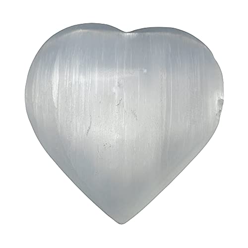 Corazon de Selenita Natural 7 cm - Protege los espacios, limpia el aura de las personas, Transmite paz y tranquilidad, Ayuda al descanso y relajación del cuerpo Cover