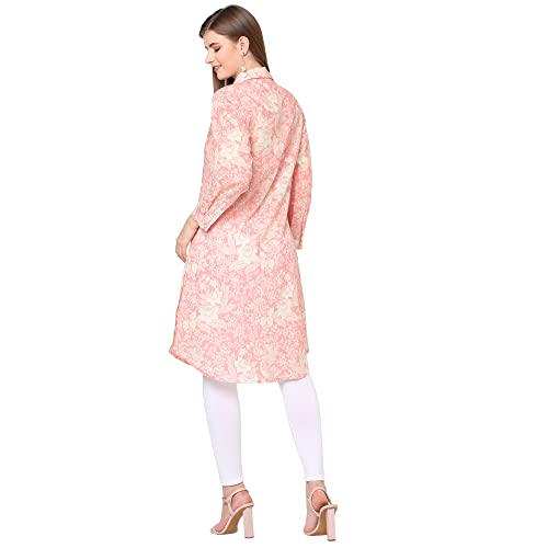 Image of CLOTH HAUS INDIA Floral Printed Shirt Collar Modal Kurti