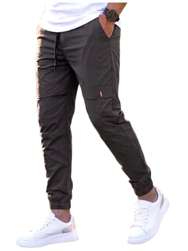 Image of ANNI Designer Men Cargo Pants Cotton Solid | Cargo Pants for Men | Mens Cargo Trouser | Multi Pocket Cargo Pant Regular Fit | Casual Stylish Bottom Wear for Mens Comfortable Clothing