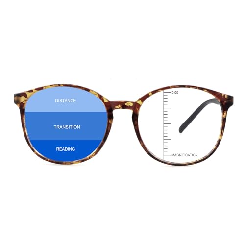 Image of Vintage Round Progressive Multifocal Presbyopic Glasses, Blue Light Blocking Glasses for Men Women Readers (Tortoise,+0.00 /+2.25 Magnification)