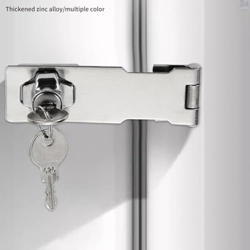 Image of 2PCS Silver Metal Twist Knob Key Lock Fob 66x31mm Folding Box Buckle Hardware Padlocks Hasp Suitable for Door and Cabinet