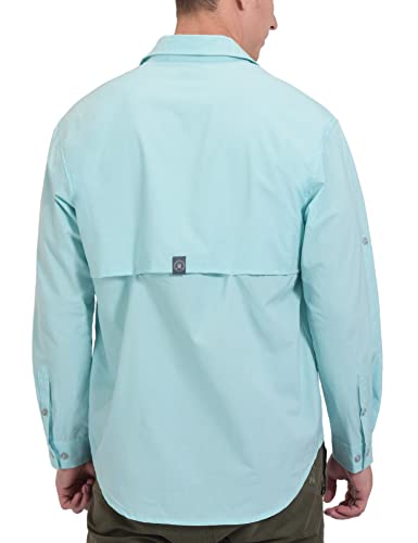 Little Donkey Andy Men's UPF 50+ UV Protection Shirt, Breathable Long Sleeve Fishing Hiking Shirt, Air-Holes Tech Light Blue Heather XL