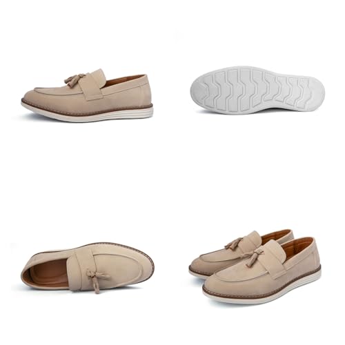 Men's Suede Leather Tassel Slip-On Dress Penny Loafers Lightweight Non Slip Flats Driving Business Work Moccasins Boat Shoes2