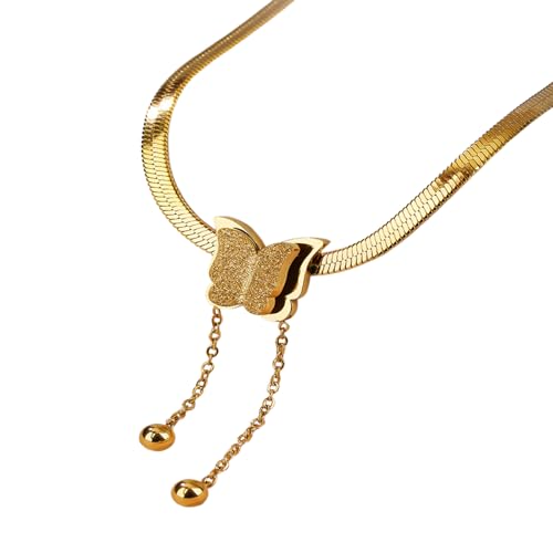 Collier pendentif papillon en acier doré, le cadeau femme idéal