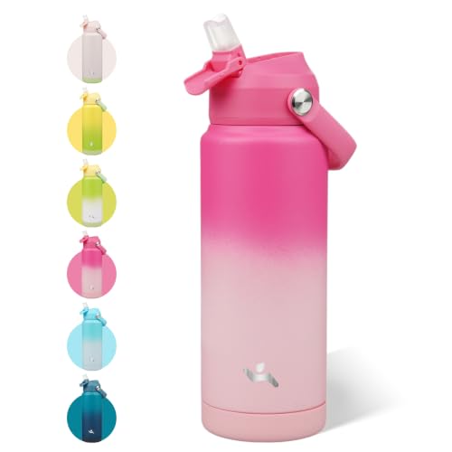 Konokyo 24 oz Insulated Stainless Steel Sports Water Bottle with Straw Lid