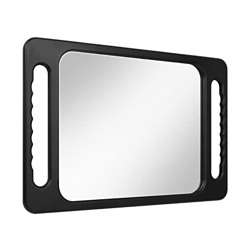 Drop-Proof Hand Mirror with Double Handle, Large Rectangular Hand held Mirror -(16