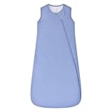 Picture of HAPIU Unisex Rayon Made from Bamboo Baby Sleep Sack TOG 1.0, 2-Way Zipper YKK, Wearable Blanket Baby, Moonlight Blue, 0-6 months
