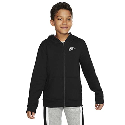 Nike Boy's NSW Club Full Zip Hoodie, Black/Black/White, Small3