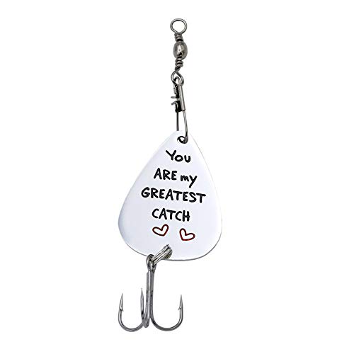 Melix Home Boyfriend Gifts Fishing Lures You are My Greatest Catch Fish Hook Present for Fisherman valintines Gift (White)