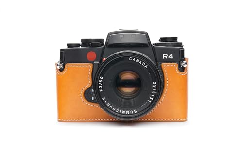 Demi-étui Leica R4 en cuir véritable fait main protection luxe marron sable