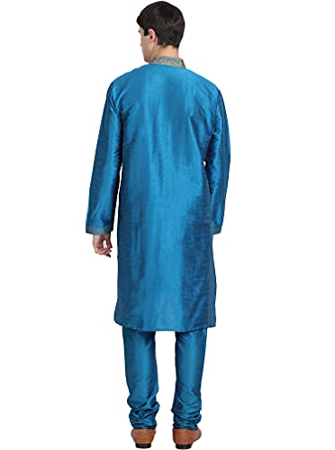 SKAVIJ Men's Embroidered Kurta Pajama Set Art Silk Traditional Dress, Regular Fit Great Father's Day Gift2