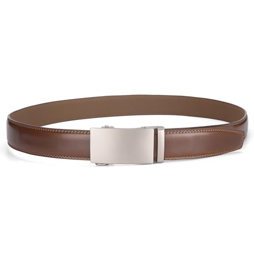 Brown Leather Ratchet Belts for Men - Adjustable and Durable Belts for All Occasions3