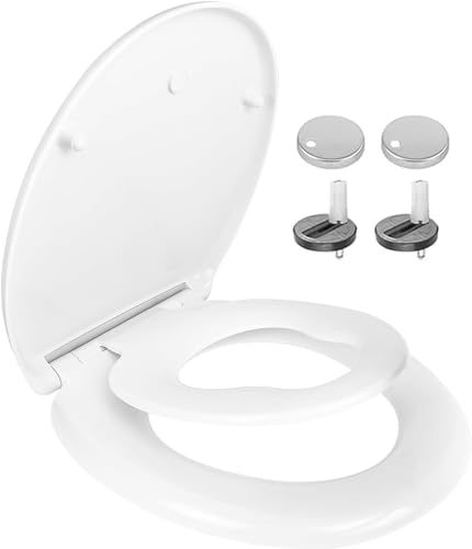 Soft Close Family Toilet Seat Potty Training 2 in 1 with Quick Release for Easy Cleaning Child Seat Built-in Detachable Magnetic Toilet Lid Easy Installation with 360° Adjustable Hinges Premium UF