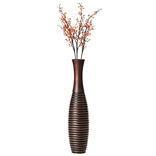 41 inch Elegant Tall Trumpet Shape Floor Vase in Brown