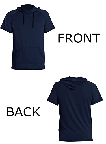 LeeHanTon Mens Athletic Short Sleeve Hoodies - Casual Workout Shirt Solid Lightweight Pullover Sweatshirt4