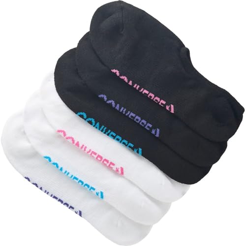 Converse Women's Half Cushion Ultra Low Socks 6-Pack Size 6-10 (Black/White/Multi)