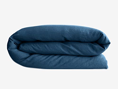 Housse de Couette Palace 100% Coton Teint lavé Vent du sud (Housse de Couette 200 x 200 lit 120, Marine)