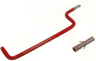 One Stop DIY 2 x RED PLASTIC COATED SCREW IN UNIVERSAL UTILITY LADDER HOOKS + WALL PLUG NEW