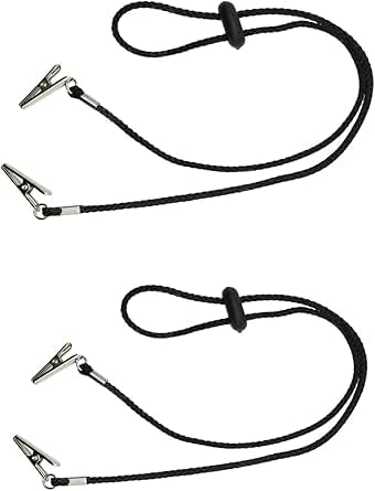 Twzqsyw 2 PCS Black Adjustable Bib Holder Clips Napkin Holders Napkin Clip Neck Chain for Adult