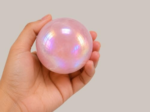 Image of Certified Angel Aura Rose Quartz Crystal Ball for Meditation - Premium Crystal Vastu Items for Home and Feng Shui Items for Good Luck - Ideal for Pooja Supplies and Spiritual Practices (2.5 inch Inch)