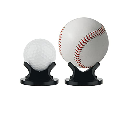 Cosmos Pack of 2 Acrylic Small Ball Stand Holder Sport Ball Display Rack for Baseball, Golf Ball, Softball, Tennis Ball, Spheres, Marbles Egg (Solid Black)