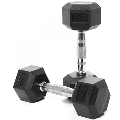 BEHUMAX Hex Dumbbells 5 Kg, pack de 2 Mancuernas hexagonales con revestimiento de caucho y agarre antideslizante Cover