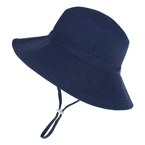 Century Star Baby Sun Hat Summer Upf 50+ Baby Boy Girl Hats Toddler Beach Bucket Hats Wide Brim Kids Sun Protection Caps C Navy & Grey 0-6 Months #TOP2