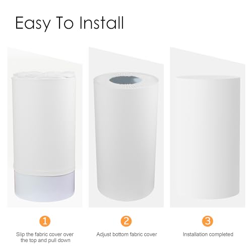 Image of Putros Cylinder Pedestal Covers White 3Pcs Spandex Cylinder Plinth Stand Cover for Party Wedding Props Event Decor