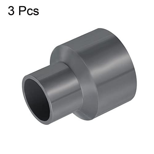 PATIKIL PVC Reducer Pipe Fitting 40x25mm, 3 Pack Straight Coupling Adapter Connector, Gray - Image 3