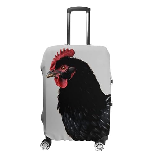 Black Chicken Luggage Cover Tsa Approved Suitcase Covers for Luggage Elastic Washable Suit Case Covers Anti-Scratch Travel Luggages Sleeve Suitcase Protector Fits 19-30 Inch Case(L)