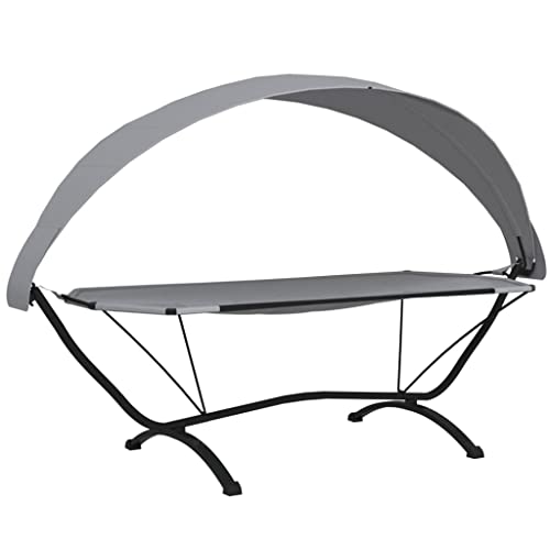 Genérico Tumbona de jardín con Dosel de Acero y Tela Oxford Gris,Mobiliario,Muebles de jardín,Camas para Exteriores,317600