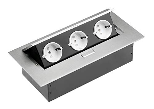 Regleta de escritorio con 3 tomas Schuko en aluminio para optimizar tu mesa 2