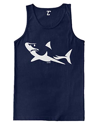 Shark Silhouette - Great White Hammerhead Men's Tank Top (Navy, XXX-Large)
