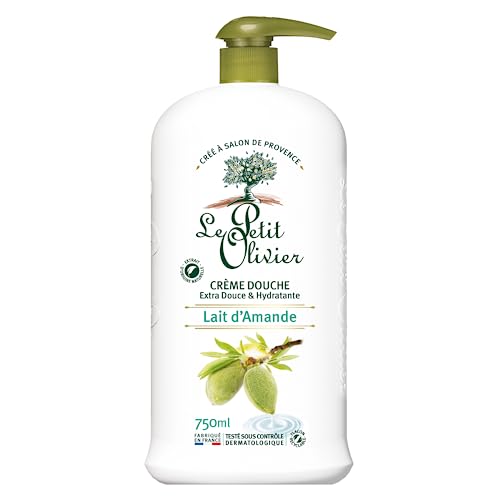 LE PETIT OLIVIER - Crème Douche Extra Douce & Hydratante - Lait D'Amande - Pour Toute La Famille - PH Neutre Pour La Peau - Sans Savon, Sans Colorant - Fabriqué En France - 750 ml