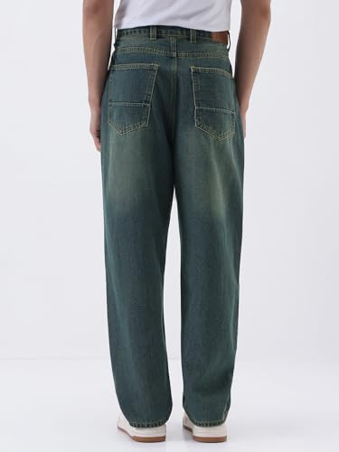 Image of Urbano Fashion Men's Loose Baggy Fit Heavy Washed Jeans Non-Stretchable