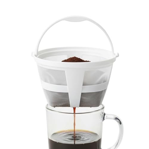 Cesta de filtros de café, colador reutilizable y lavable, cesta de filtro para de 6 a 8 tazas con asa, para preparar café, hogar, cocina, té