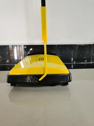 JEHONN Carpet Sweeper Manual with Horsehair, Non Electric Quite Floor Rug Roller Brush Push for Cleaning Pet Hair, Loose Debris, Lint (Yellow) - Image 9